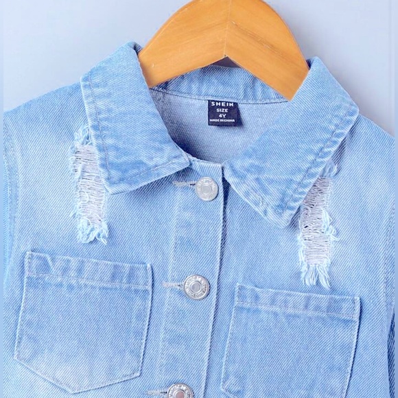 BNIB GIRLS DISTRESSED LONG DENIM JACKET 6 Y - Picture 7 of 16